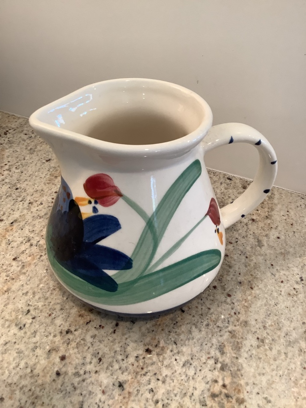 Gail Pittman Hand-Painted Floral Ceramic Pitcher - Signed ’94